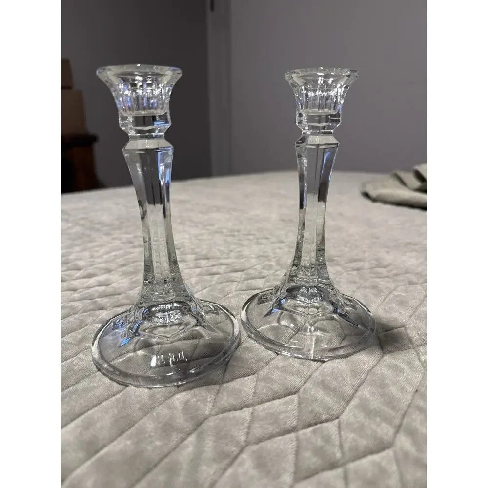 Pair Of Vintage Crystal Candlesticks 6.5in